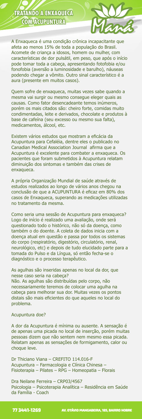 Clínica Maná: Tratando a enxaqueca com acupuntura