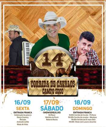 14ª Corrida de Cavalos do Campo Seco acontece nos dias 16, 17 e 18 de setembro em Brumado