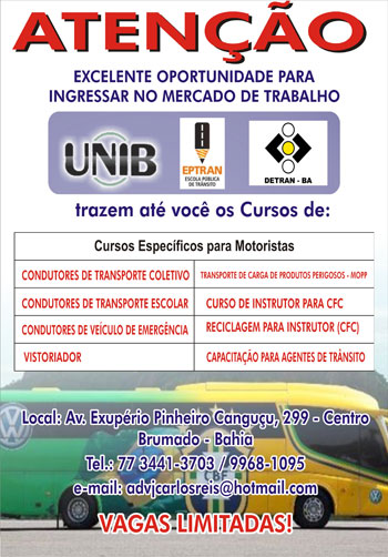 Vagas limitadas para o Curso de Coletivo em Brumado