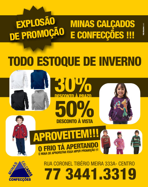 Brumado: Roupas de inverno com um super desconto só na Minas Calçados e Confecções