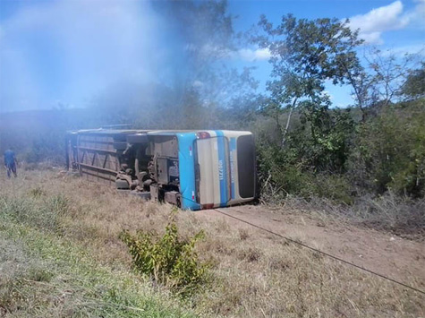 Ônibus da Novo Horizonte tomba na BR-030