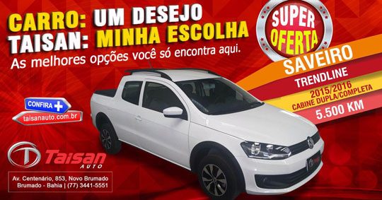 Saveiro Trendline acaba de chegar na Taisan Auto em Brumado