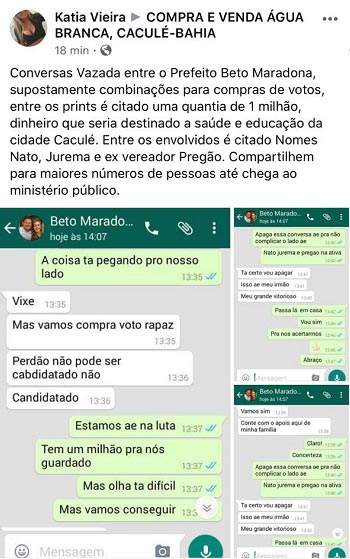 Prefeito de Caculé aciona justiça contra fake news de compra de votos no valor de R$ 1 milhão