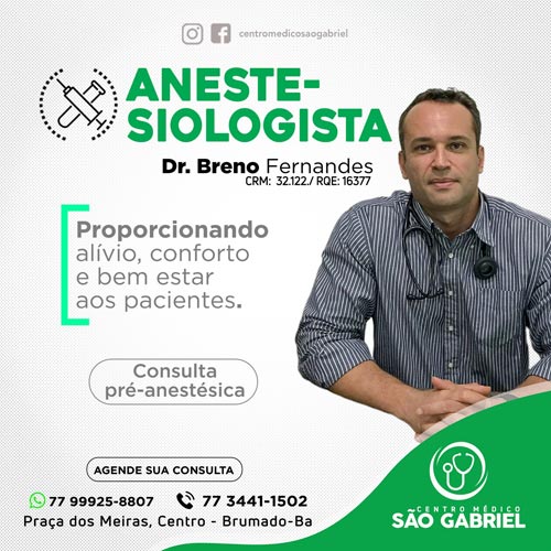 Consulta pré-anestésica com Breno Fernandes no Centro Médico São Gabriel em Brumado