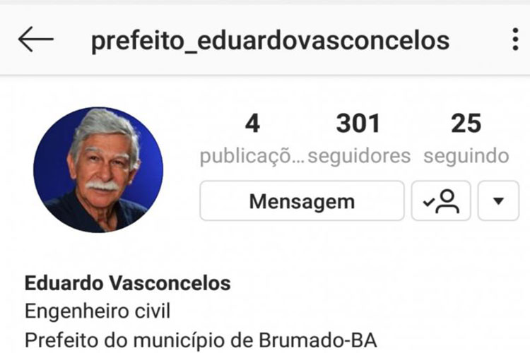 Prefeito de Brumado cria perfil no Instagram