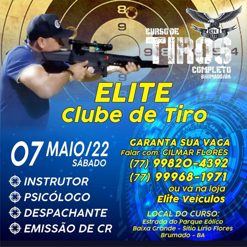 Curso de tiro será ministrado no dia 7 de maio em Brumado