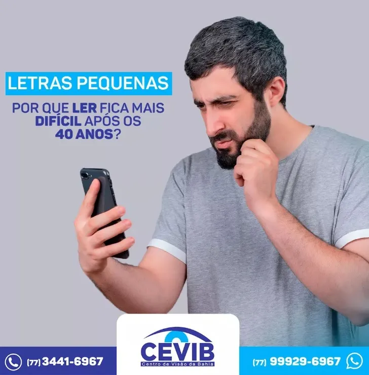 Cevib diz que é a presbiopia ou vista cansada surge com o processo de envelhecimento