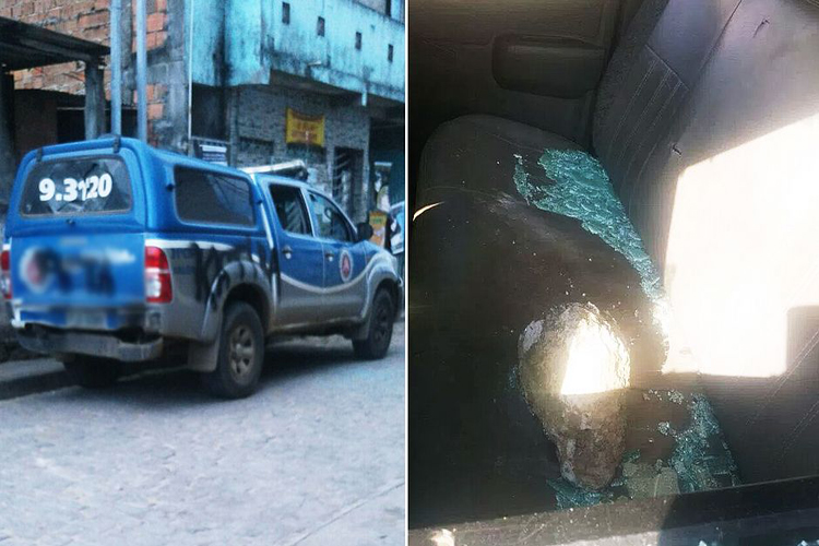 Após tiroteio, viatura da PM é apedrejada e pichada em Salvador