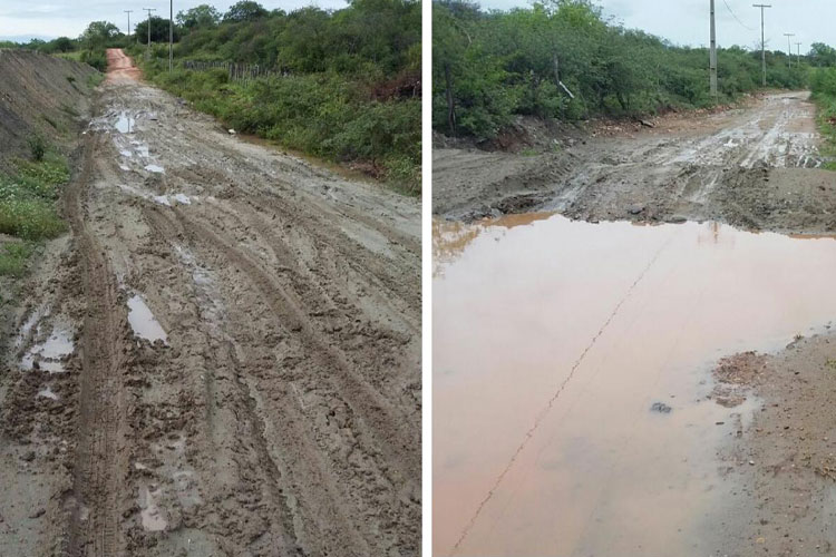 Estradas viram poças de lama e alunos são impedidos de irem às escolas em Brumado