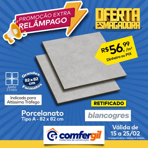 Brumado: Comfergil lança promoção relâmpago de porcelanato