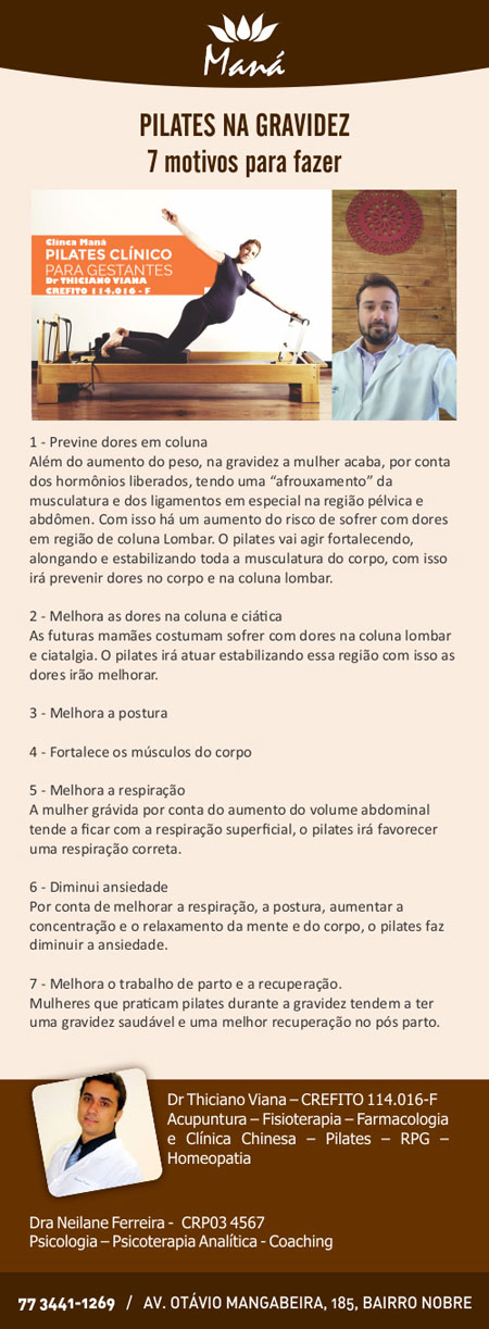 Clínica Maná: Conheça os benefícios do pilates a gravidez