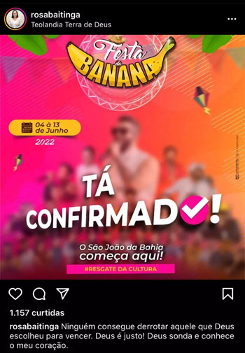 TJ-BA autoriza realização e carro de som anuncia volta da 'Festa da Banana' em Teolândia