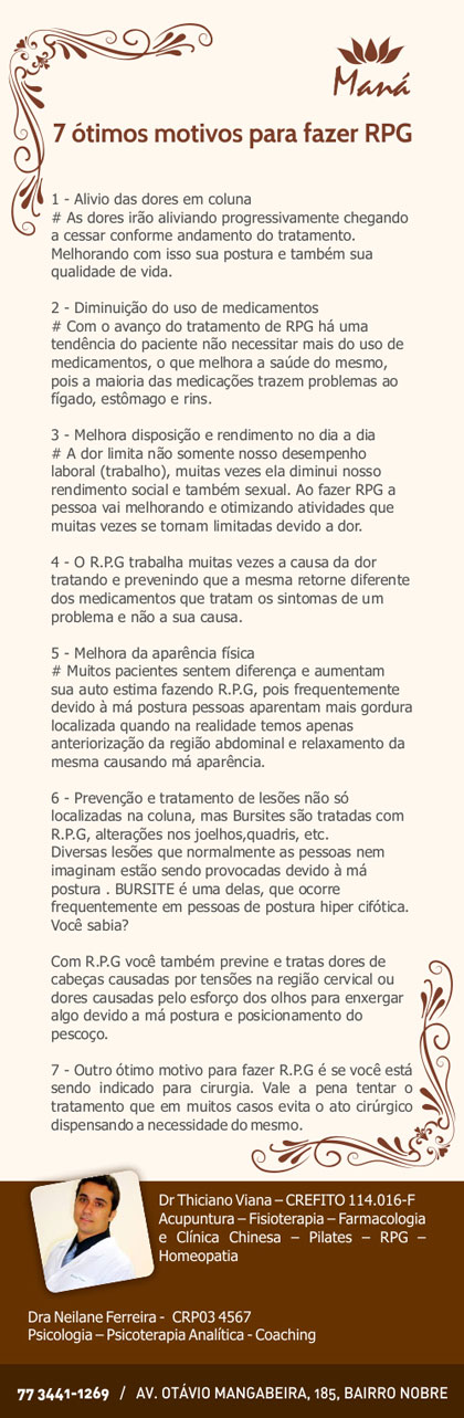 Clínica Maná: 7 ótimos motivos para fazer RPG