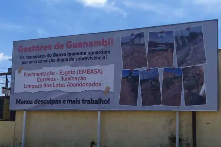 Outdoor que cobrava melhorias em bairros é retirado pela prefeitura de Guanambi