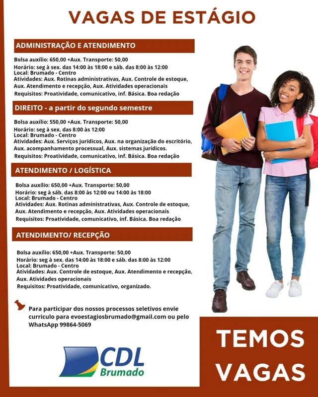 CDL divulga vagas de estágio em Brumado