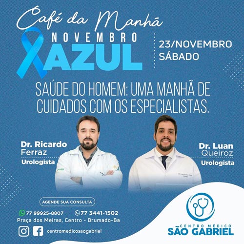 Novembro Azul: Centro Médico São Gabriel promove café da manhã em Brumado