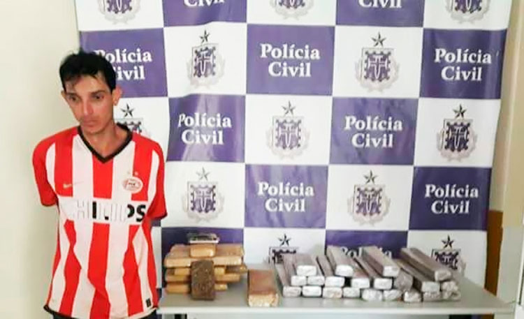 Caetiteense é preso com 36 kg de drogas enterradas em quintal no oeste da Bahia