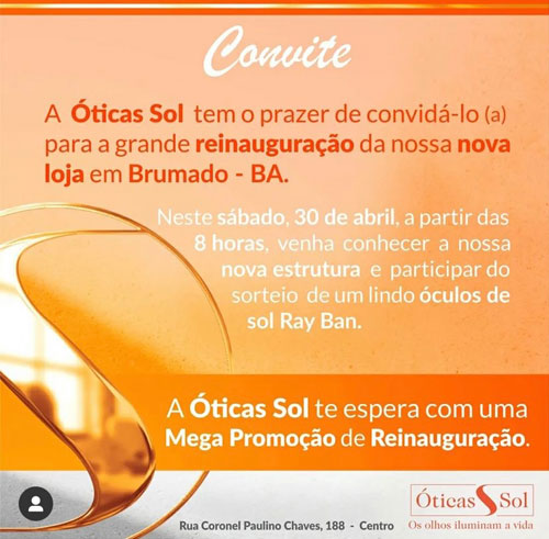 Óticas Sol inaugura nova loja com diversas promoções em Brumado