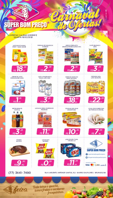 Confira as ofertas de carnaval no Supermercado Super Bom Preço em Brumado