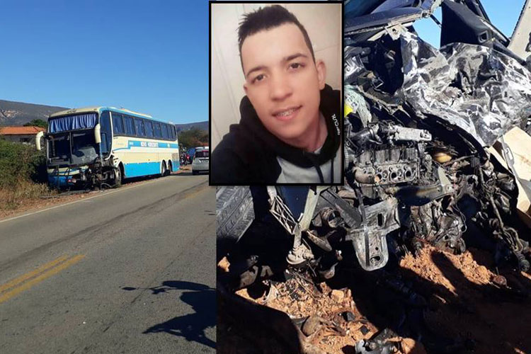 Boquira: Colisão entre ônibus da Novo Horizonte e carro de passeio deixa vítima fatal na BA-156