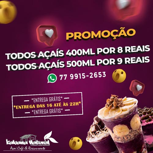 Brumado: Kabana Natural lança promoção imperdível de açaí