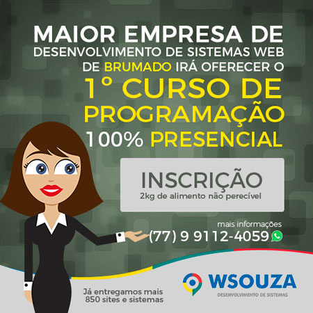 WSouza Sistemas oferece curso de programação 100% presencial em Brumado