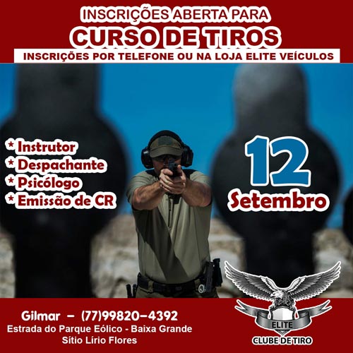 Curso de tiro será ministrado no dia 12 de setembro em Brumado