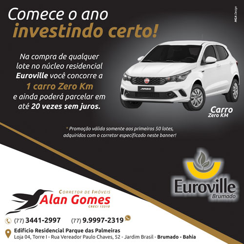 Imobiliária lança promoção com sorteio de um carro 0 km na compra de lote em Brumado