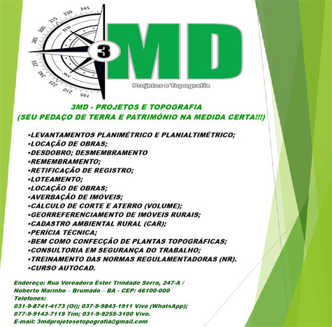 Contrate os serviços da 3 MD Projetos e Topografia