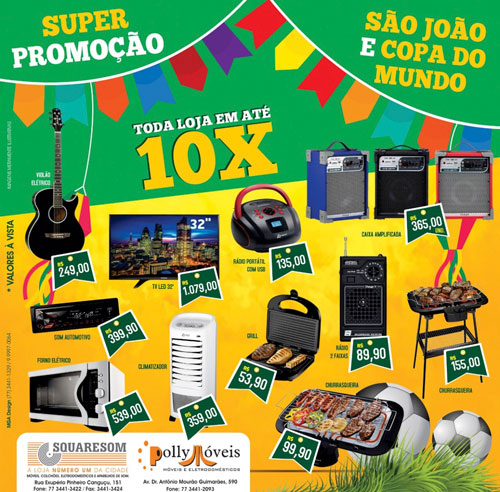 Squaresom e Polly Móveis com super promoção de São João e Copa do Mundo