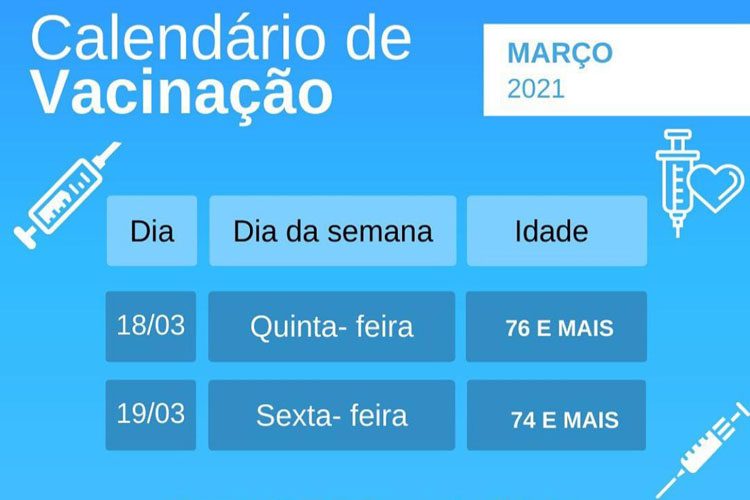 Idosos de 74 anos ou mais são vacinados contra o coronavírus em Brumado