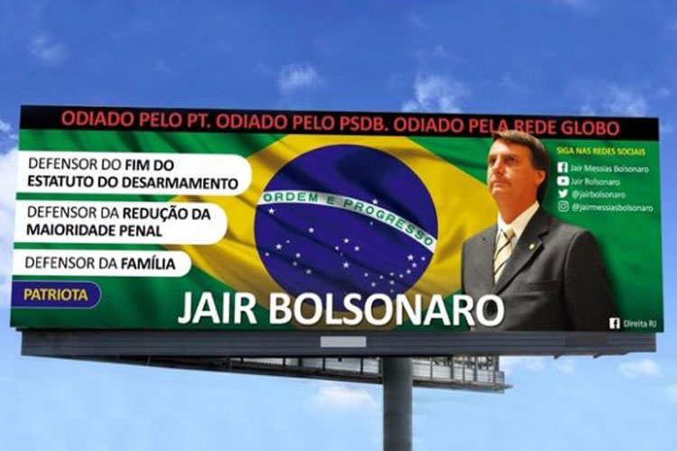 Guanambi: Admiradores de Jair Bolsonaro vão inaugurar outdoor em homenagem ao presidenciável