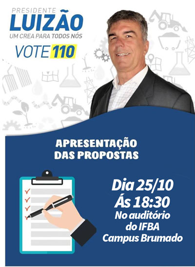 Candidato à presidência do CREA-BA estará em Brumado nesta quarta-feira (25)