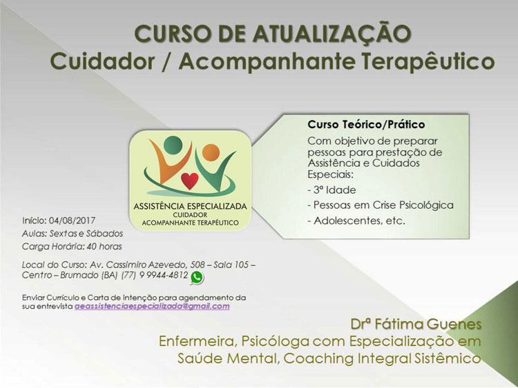 Brumado: Curso visa especializar cuidadores e acompanhantes terapêuticos