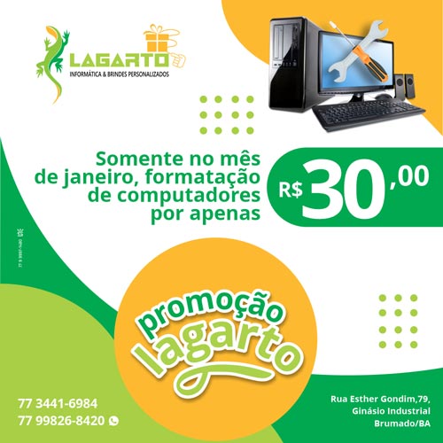 Brumado: Lagarto Informática lança promoção para formatação de computadores