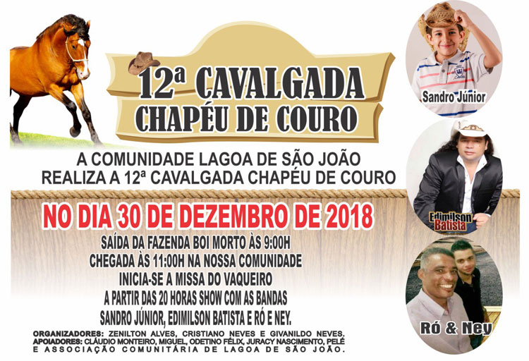 12ª Cavalgada Chapéu de Couro acontece na Lagoa de São João no próximo dia 30 em Brumado