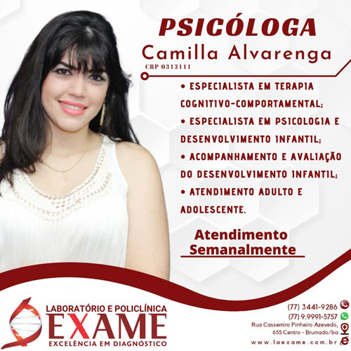  Clínica Exame: Psicóloga Camilla Alvarenga é especialista em Desenvolvimento Infantil