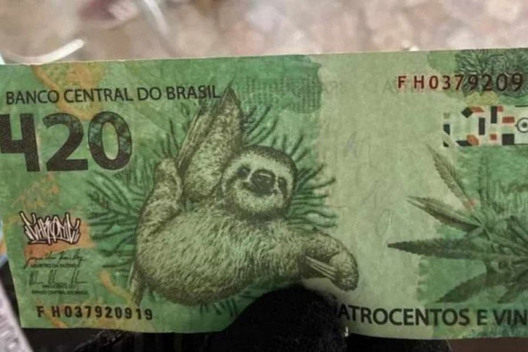 PF apreende nota de R$ 420 com estampa de maconha e bicho-preguiça no Acre