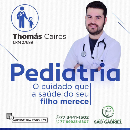 Pediatria é no Centro Médico São Gabriel com o especialista Thomás Caíres