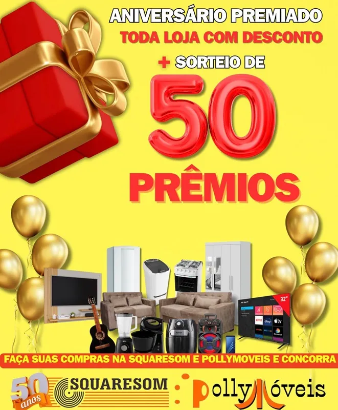 Squaresom e Polly Móveis lançam mega promoção de aniversário em Brumado