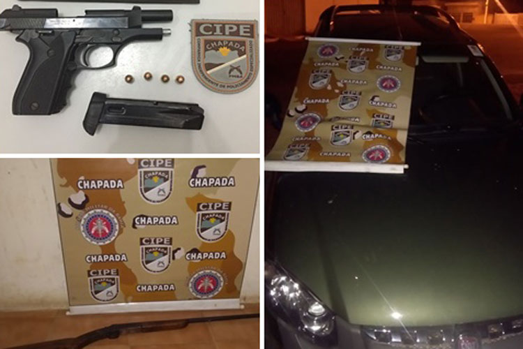 Policiais da Cipe Chapada apreendem armas e carro roubado em Rio do Pires