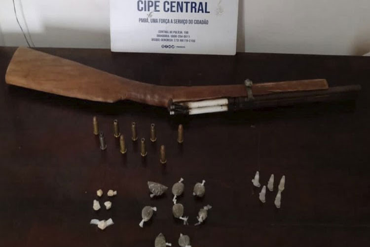 Ibicoara: Cipe Central apreende arma de fogo, munições e drogas no distrito de Cascavel