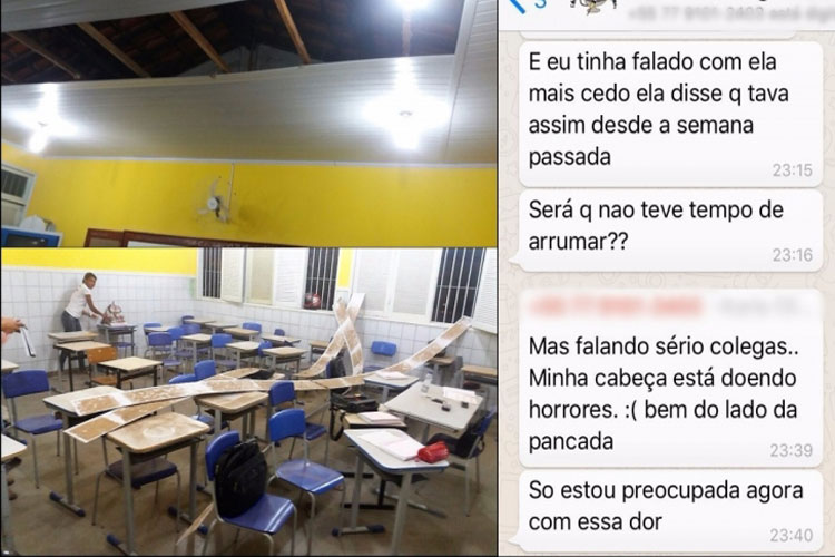 Parte do teto de uma sala de aula do CEEP desaba em Guanambi