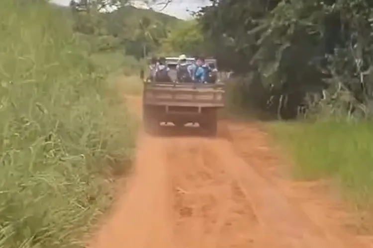 Alunos são transportados em pau de arara na cidade de Riacho de Santana