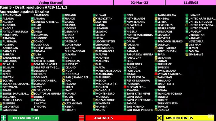 Com voto do Brasil, ONU aprova texto contra a invasão da Ucrânia pela Rússia