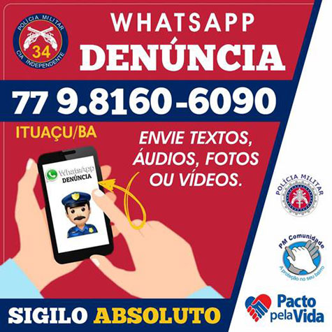 Polícia Militar de Ituaçu lança o Whatsapp Denúncia