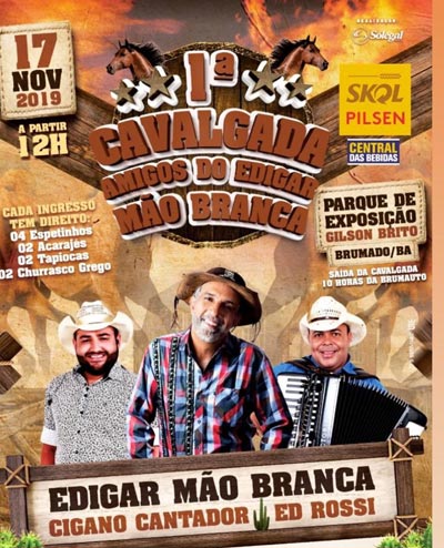 Cavalgada Amigos do Edigar Mão Branca será realizada no próximo domingo (17) em Brumado