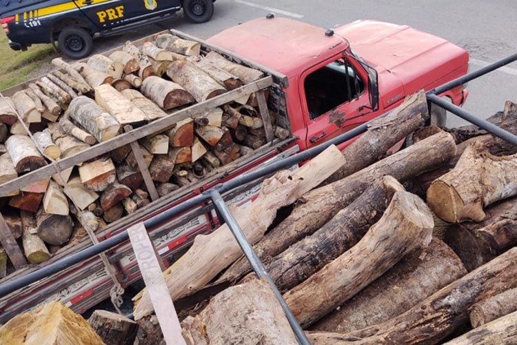 PRF apreende carregamento de madeira sem licença ambiental válida em Jequié