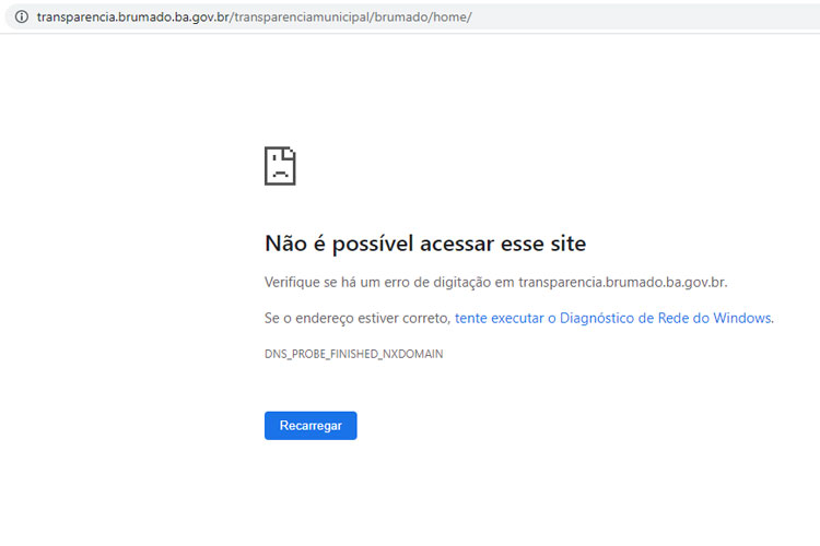 Site da prefeitura de Brumado está fora do ar