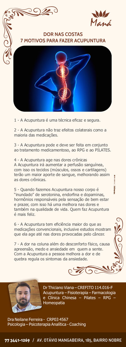 Dor nas costas: 7 motivos para fazer acupuntura na Clínica Maná em Brumado